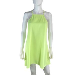 The Fifth Women’s Medium Neon Green Cold Shoulder Mini Dress Open Sheer Back